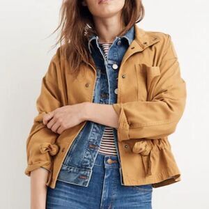 Madewell Southlake Military Jacket Dark Sahara Tan Belted Cinch Waist Size XS